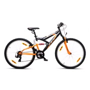 MTB Full suspension 26" 21-gear gr&aring;/oran